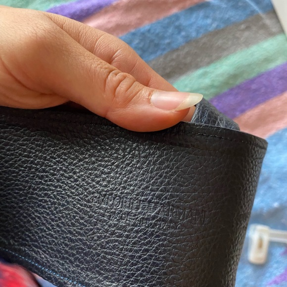 Emporio Armani Roman Stud Buckle Leather Wide Belt Navy Blue NWT - Picture 5 of 10